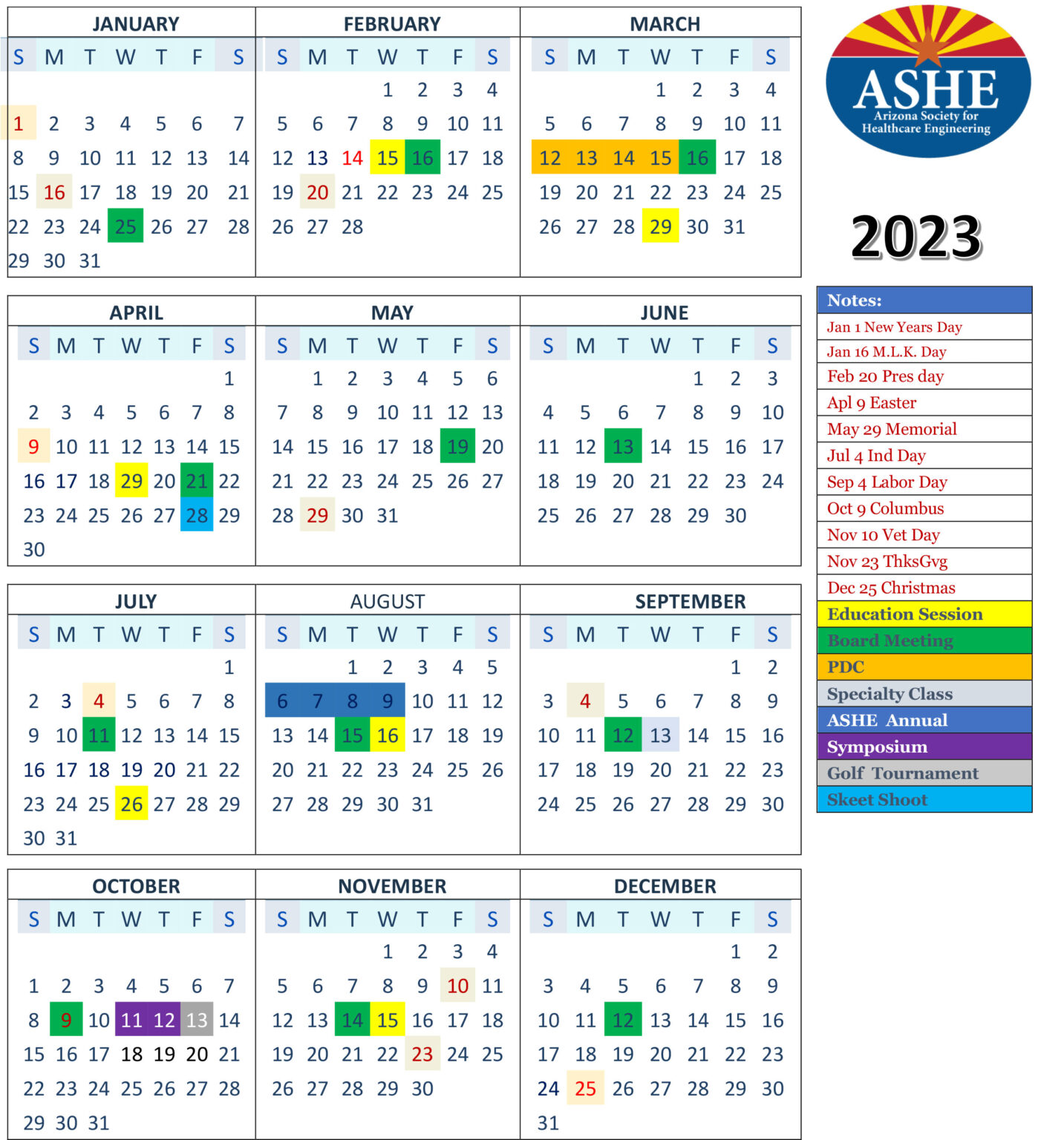 Events Calendar AZ ASHE org